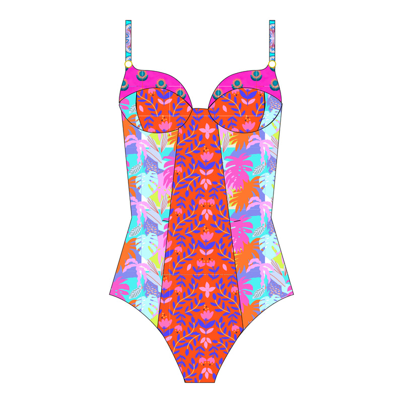 One Piece Costa Brava (Con copas, barbas, espalda corsé, reversible)