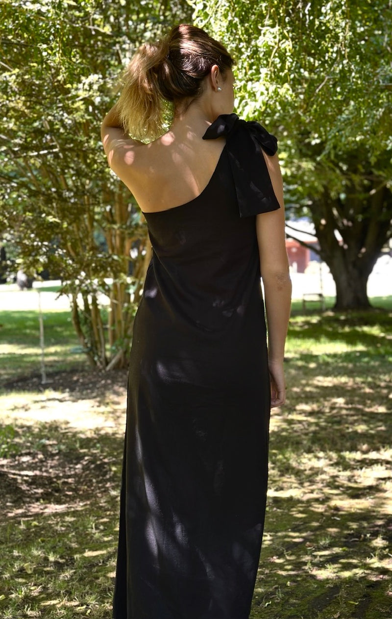 Vestido Lino Negro (Largo)