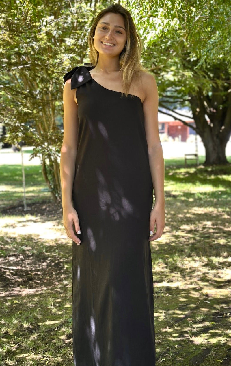 Vestido Lino Negro (Largo)