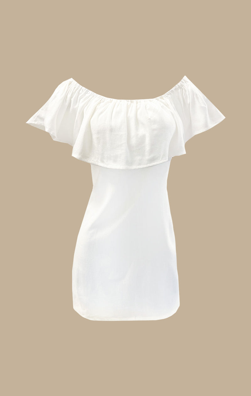 Vestido Strapless Lino Blanco