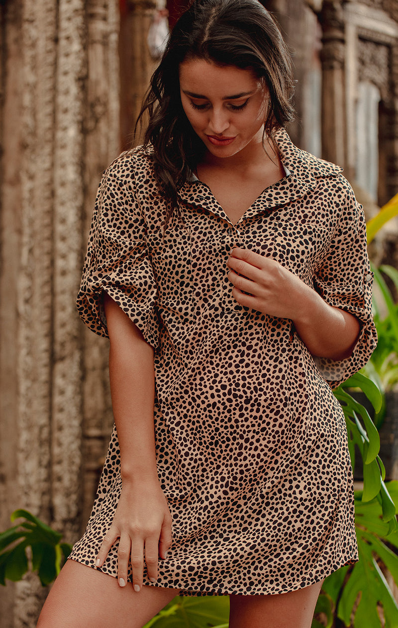 Vestido Camisero  Pineapple Beach Animal Print