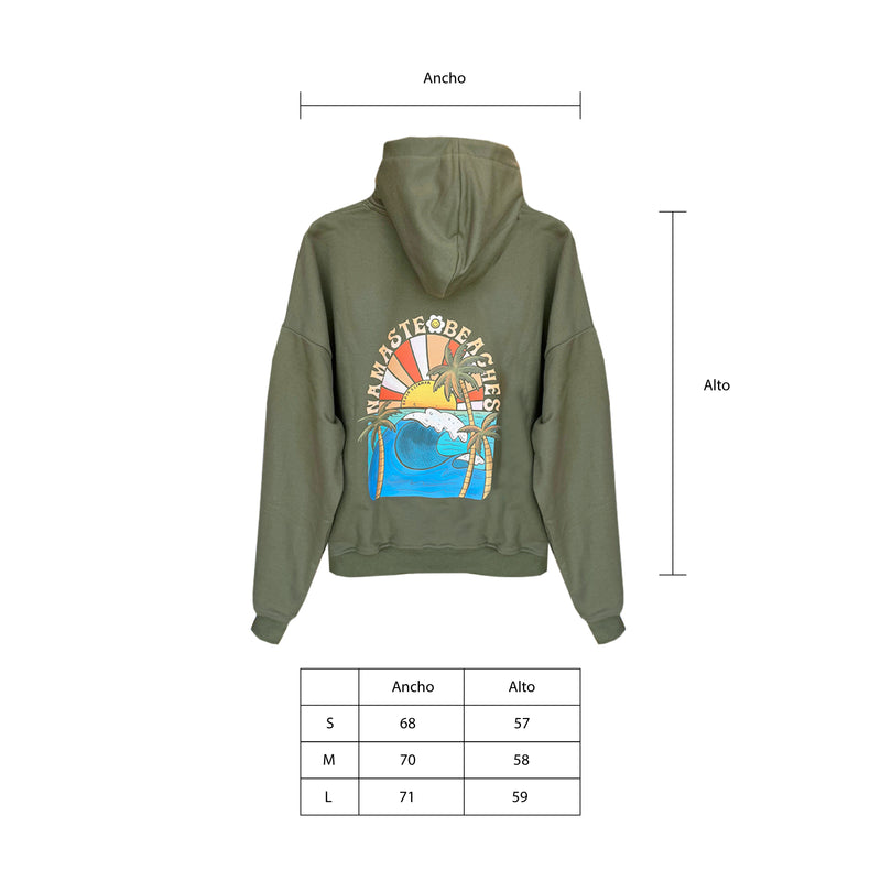 Polerón Hoddie Verde Militar Namaste Beaches