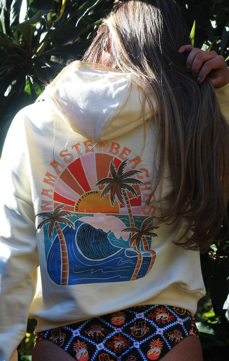 Polerón Hoddie Blanco Crudo Namaste Beaches