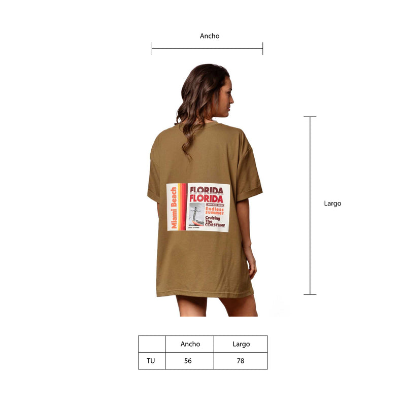 Polera Oversize Verde Militar Miami Beach Retro