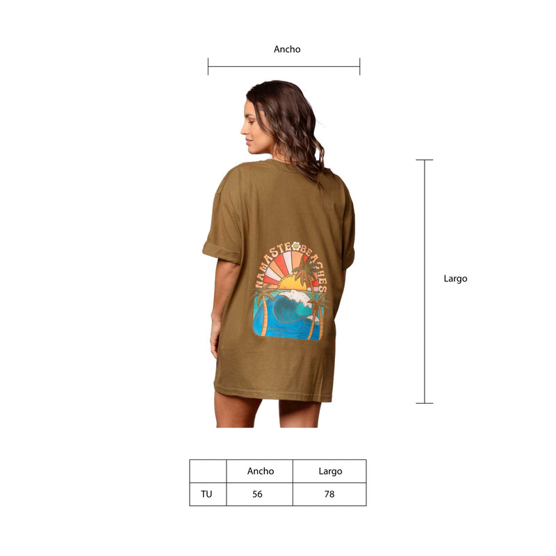 Polera Oversize Verde Militar Namaste Beaches