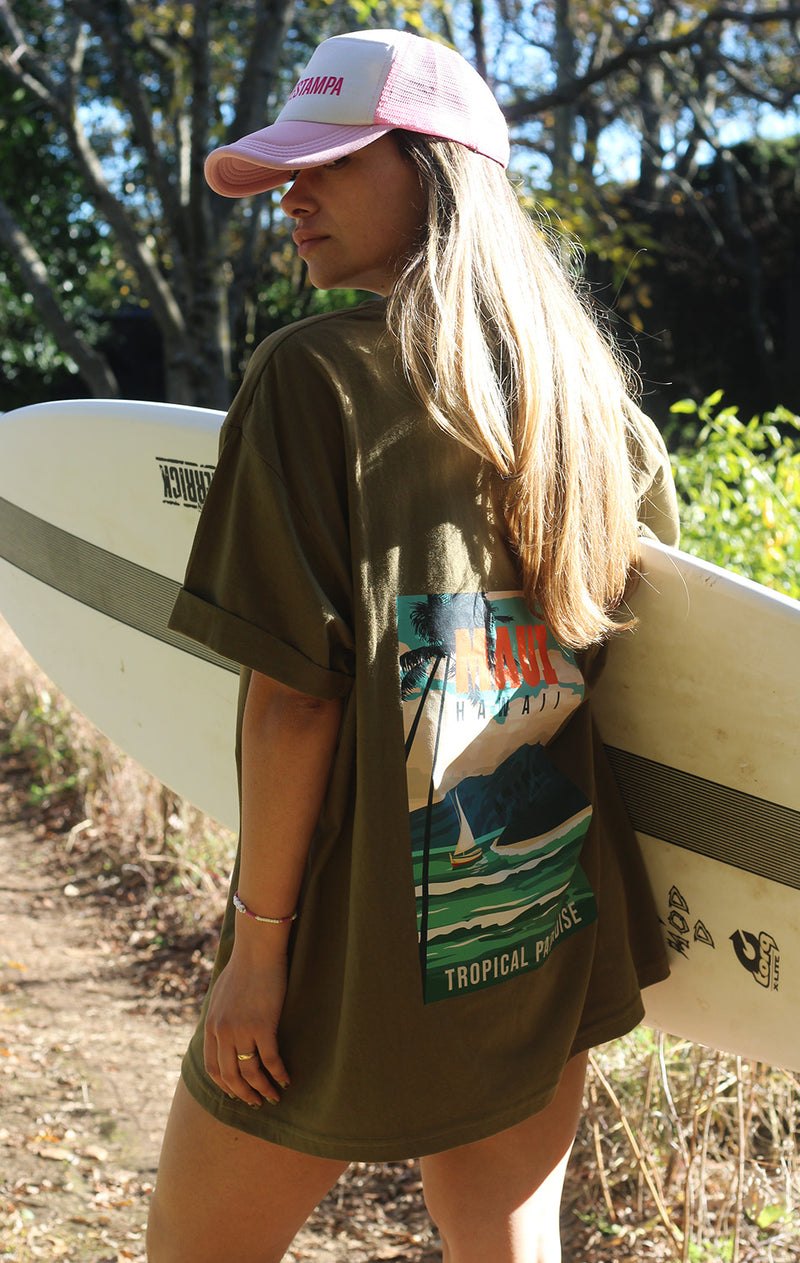 Polera Oversize Verde Militar Maui